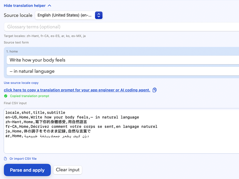 Generate localized copy in TSV format with AI.